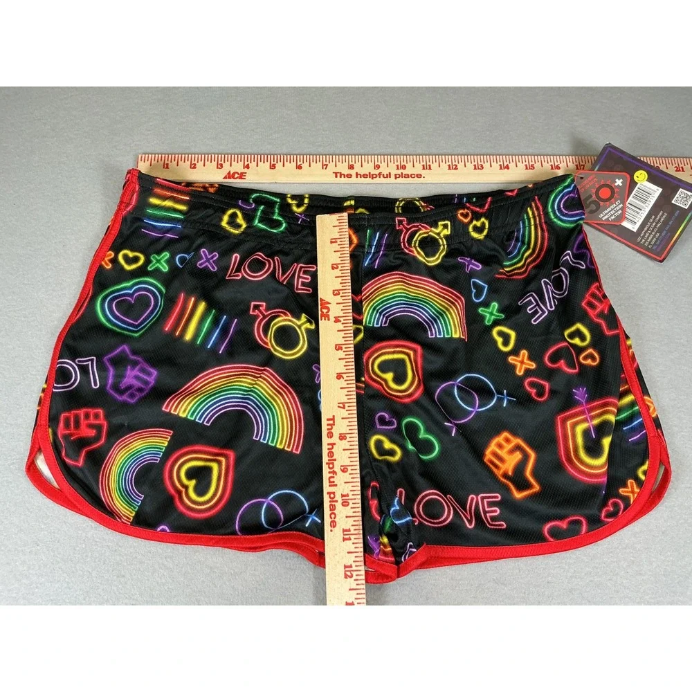 Uzzi Pride Neon Rainbow Swim Shorts Mens XL Black UV50+ Beach NWT